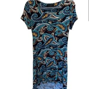 Priddy dress By Puella Bohemian paisley print turquoise & black large stretch